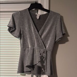 Caution To The Wind Monochrome Striped Top